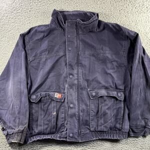 BIG BILL FR JACKET MENS XL NAVY BLUE FULL ZIP WORKWEAR UNLINED BOMBER *READ*